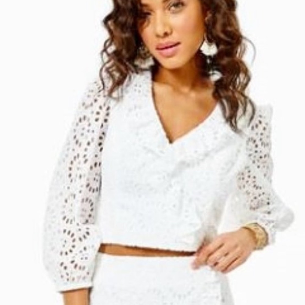 LILLY PULITZER Roca B’ouse Resort White Beach Paradise Eyelet 8